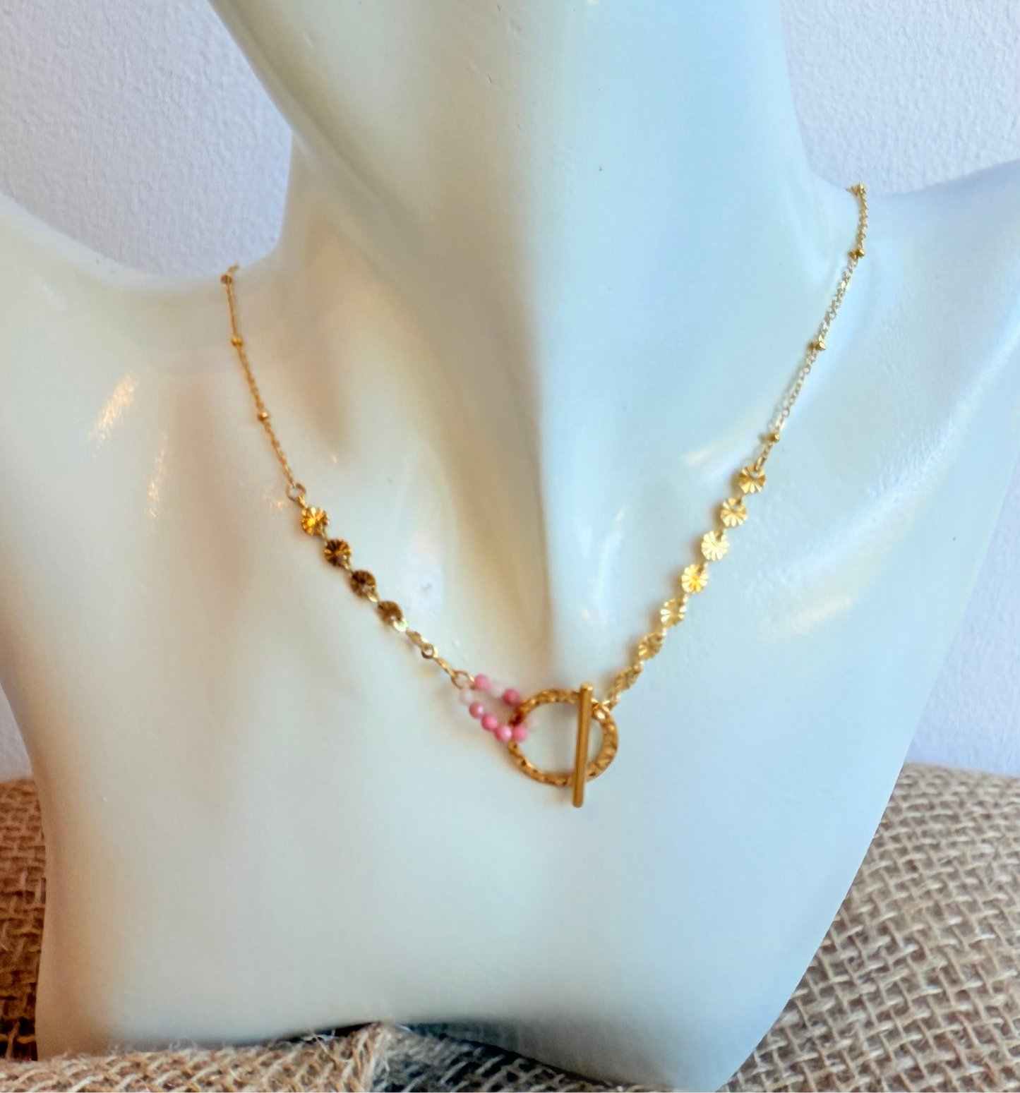 Collier doré acier inoxydable et perles