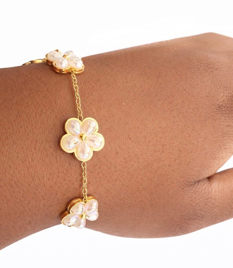 Bracelet fleurs irisées