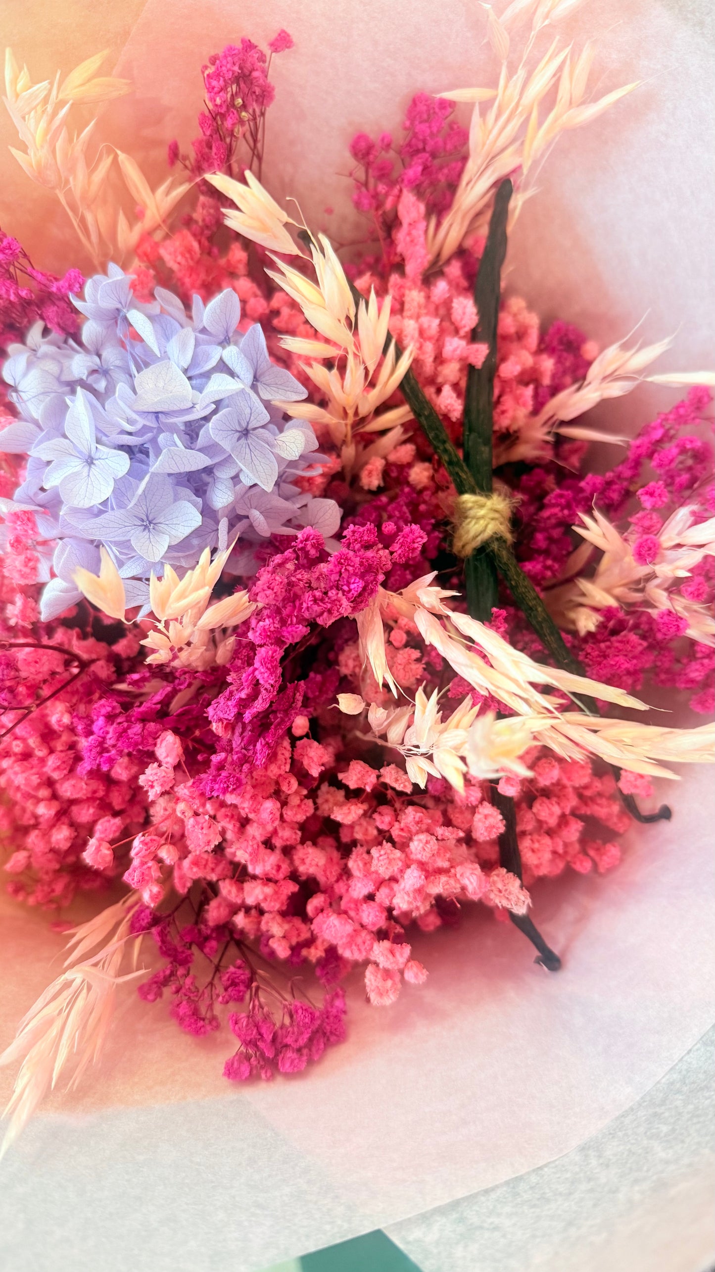 Bouquet Signature Vanillanne fleurs séchées rose et lilas