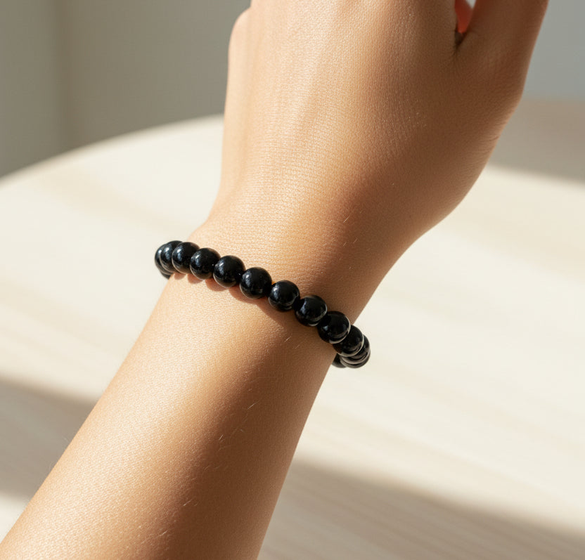 Bracelet boule - Obsidienne Noire