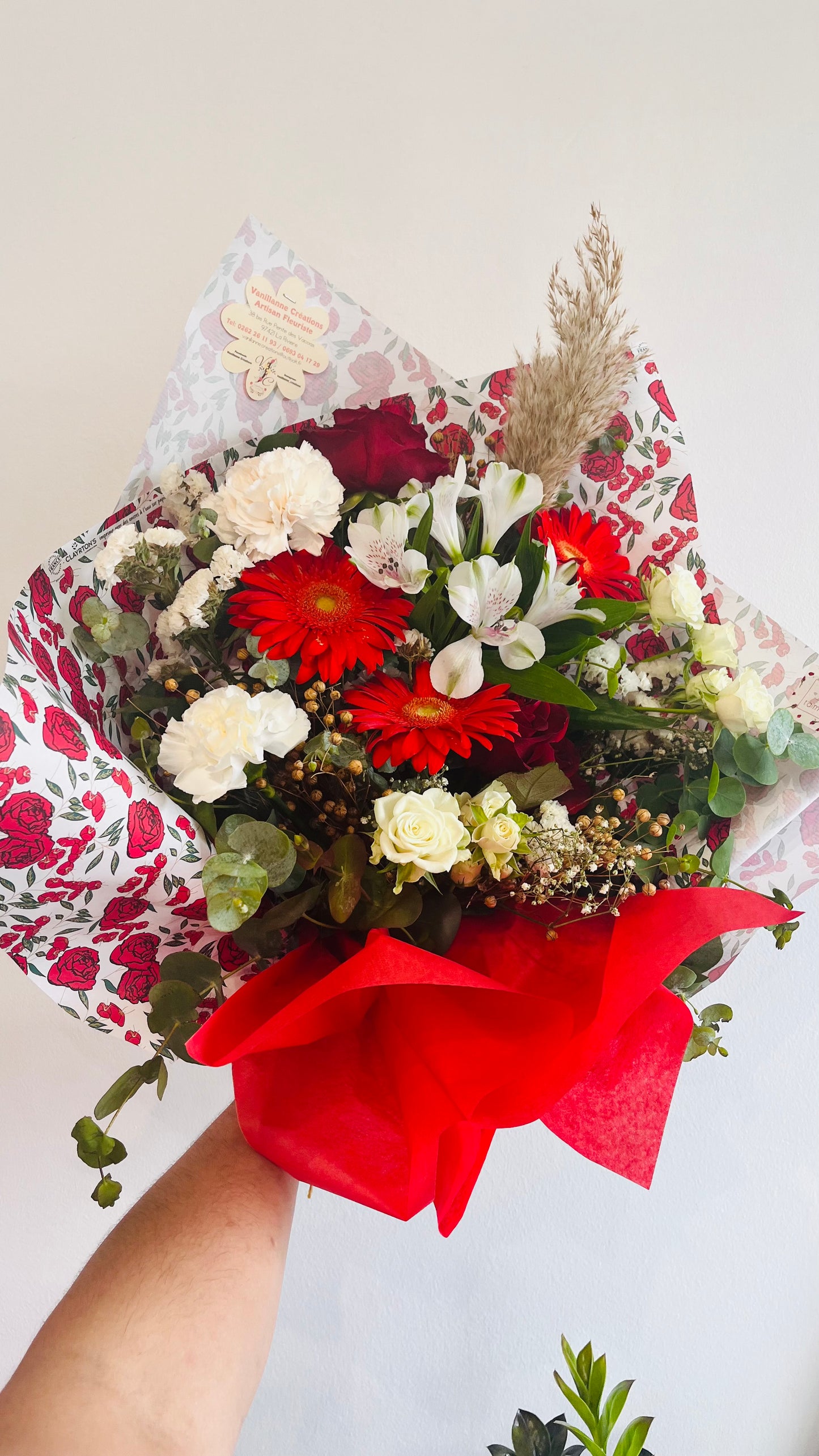 Bouquet déstructuré rouge & blanc