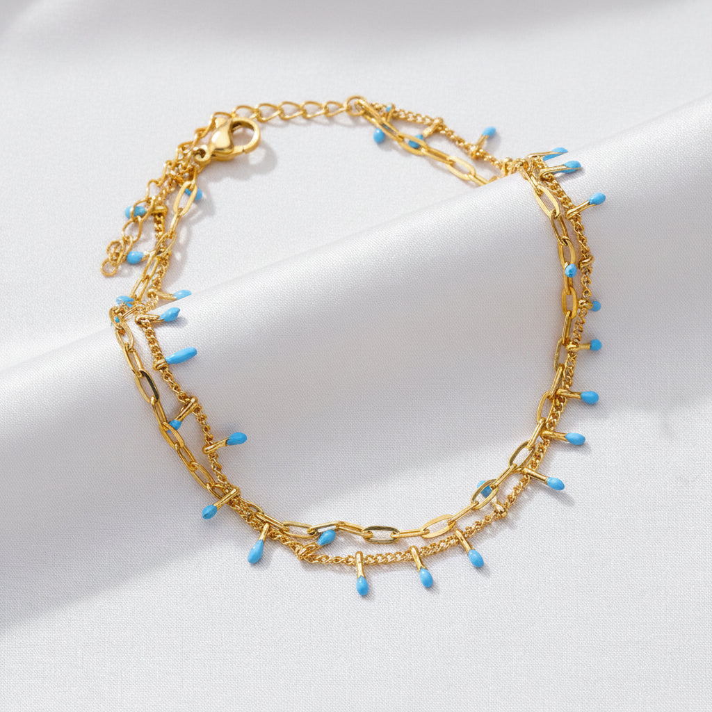 Chaîne de cheville perles bleues