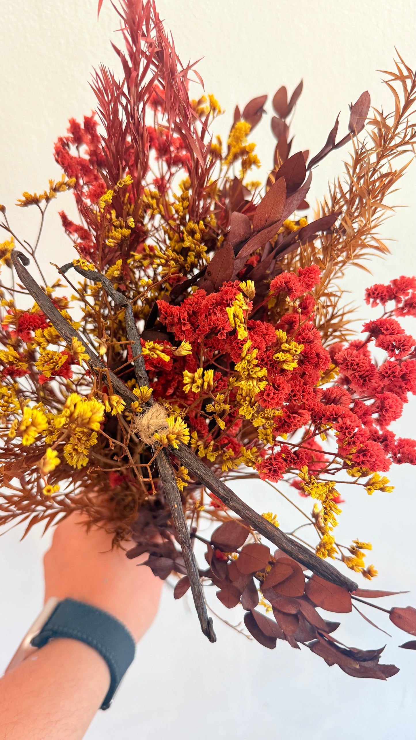 Bouquet Signature Vanillanne fleurs séchées tons chauds automnal