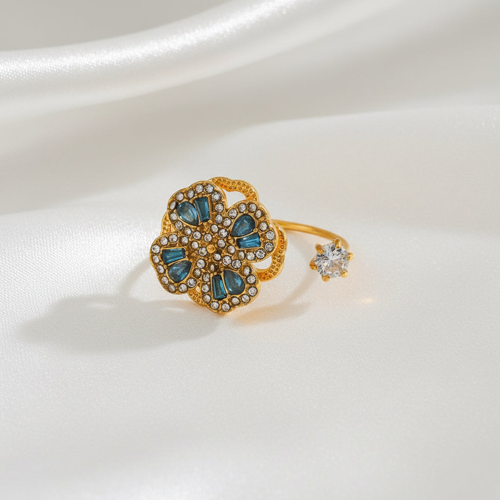 Bague antistress rotative trèfle
