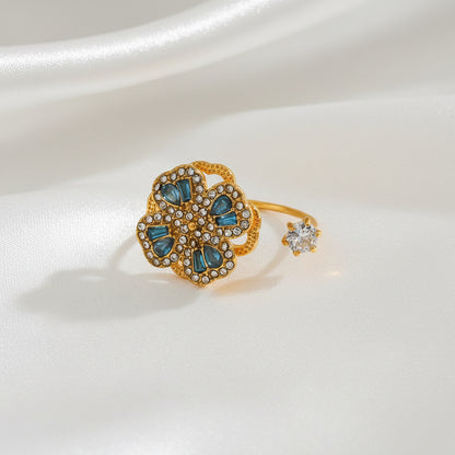 Bague antistress rotative trèfle