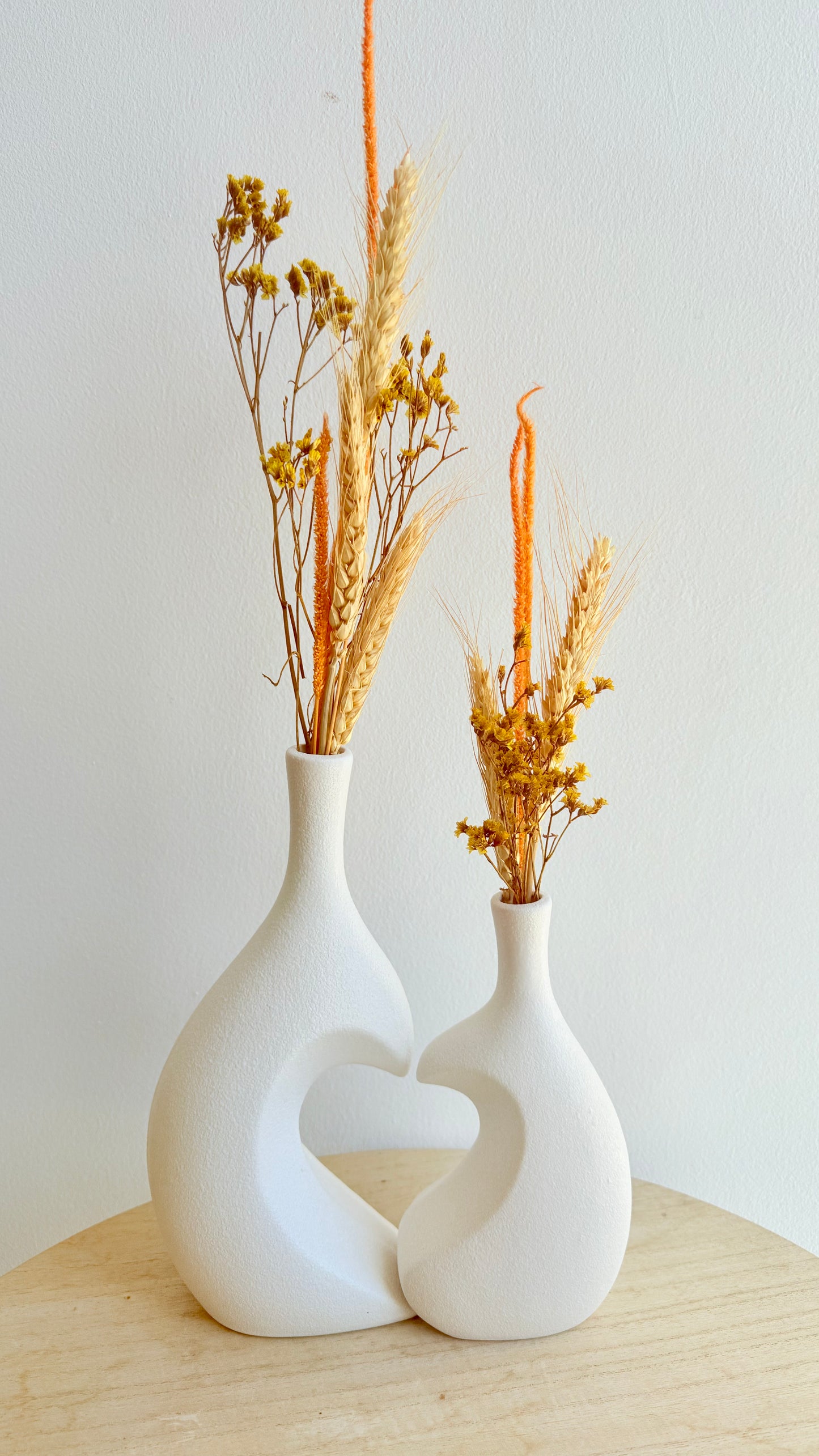 Duo de vases modernes avec fleurs séchées