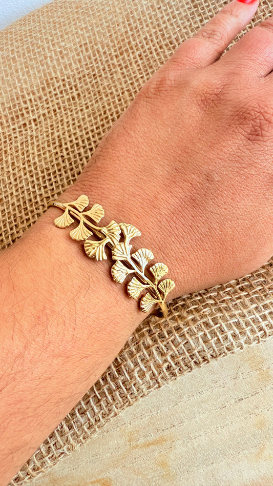 Bracelet feuilles de ginkgo doré