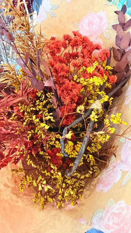 Bouquet Signature Vanillanne fleurs séchées tons chauds automnal