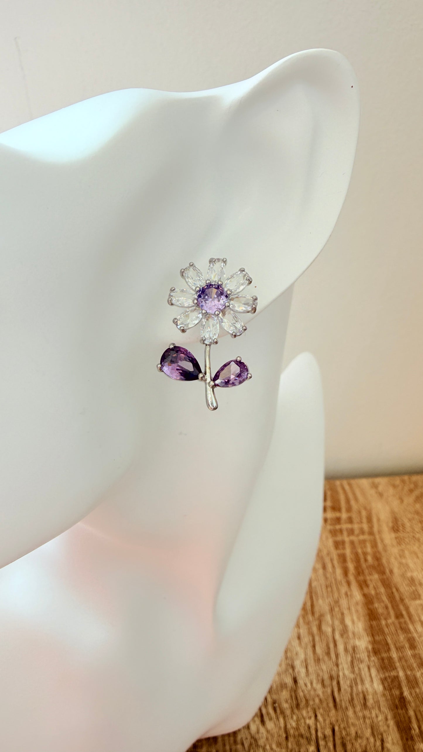 Boucles d’oreilles Marguerite ￼strass