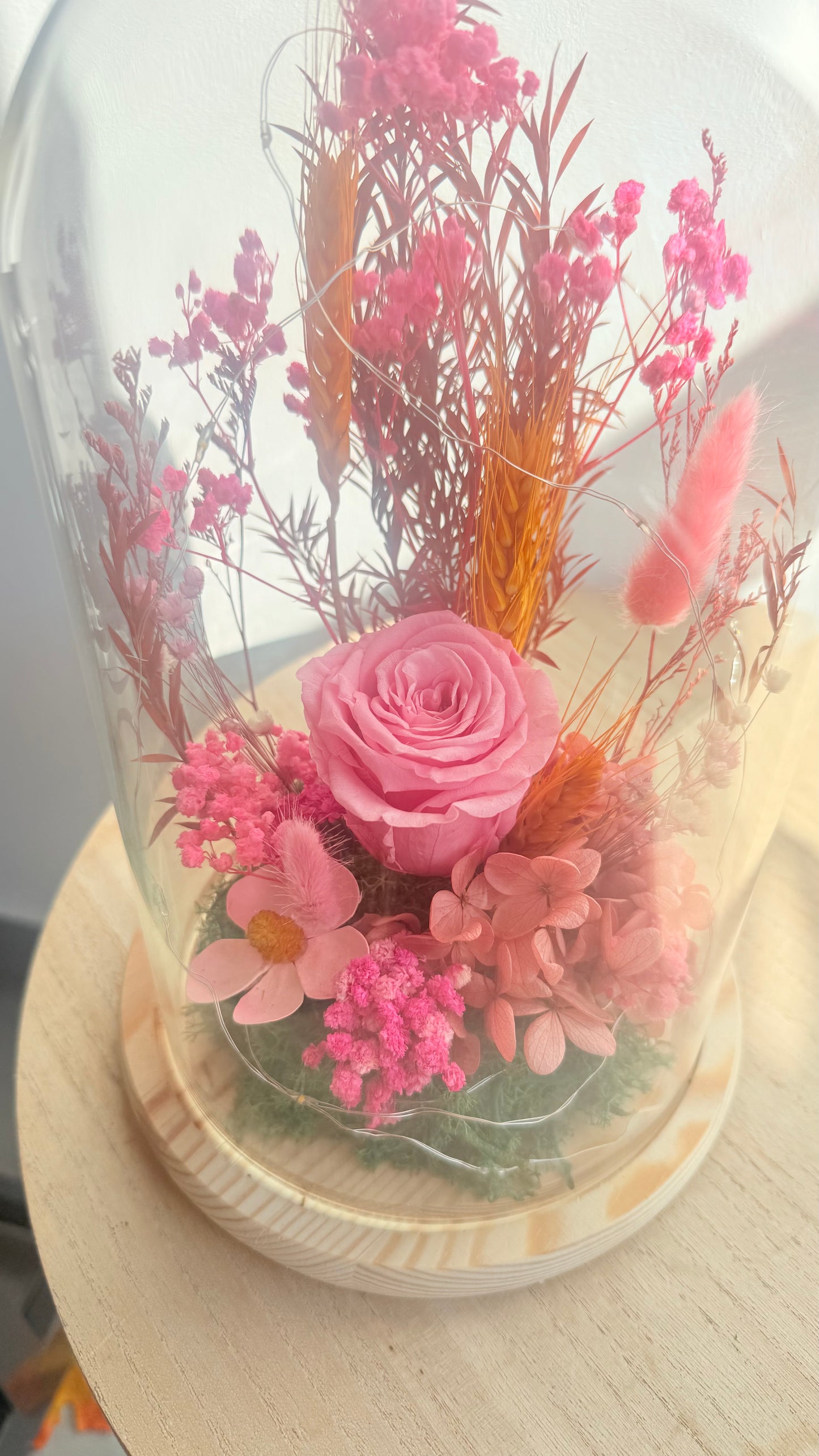 Maxi cloche lumineuse, Rose éternelle rose