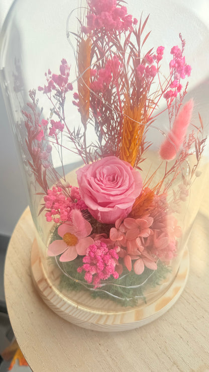 Maxi cloche lumineuse, Rose éternelle rose