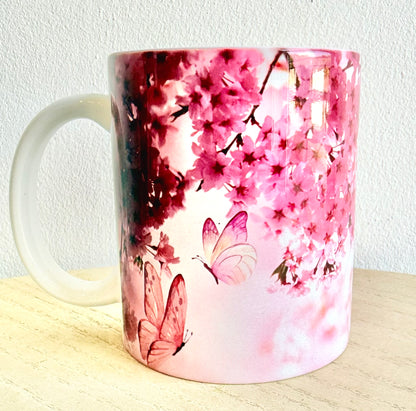 Mug personnalisable Sakura et papillon
