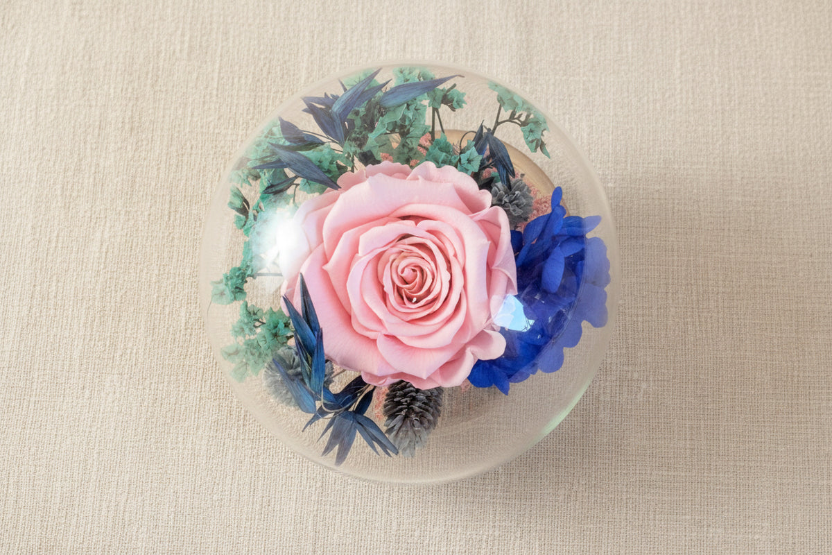 Cloche rose éternelle rose & bleu