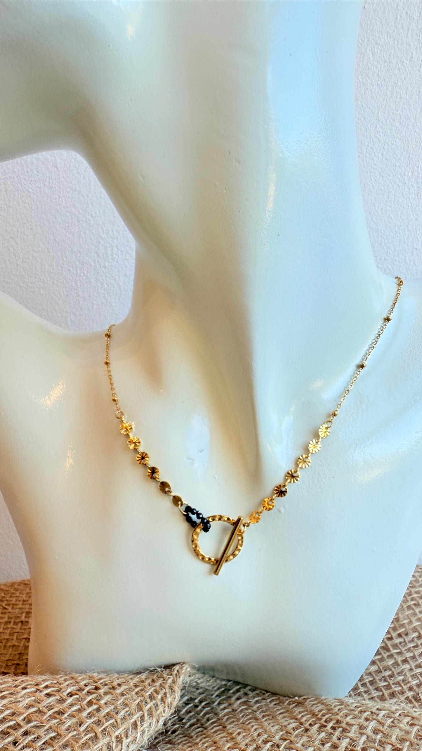 Collier doré acier inoxydable et perles