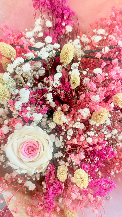 Bouquet Signature Vanillanne fleurs séchées et rose éternelle