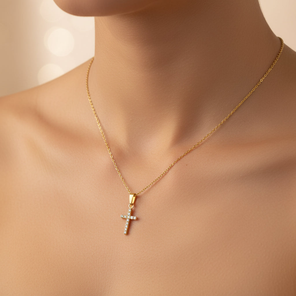 Collier Croix scintillante