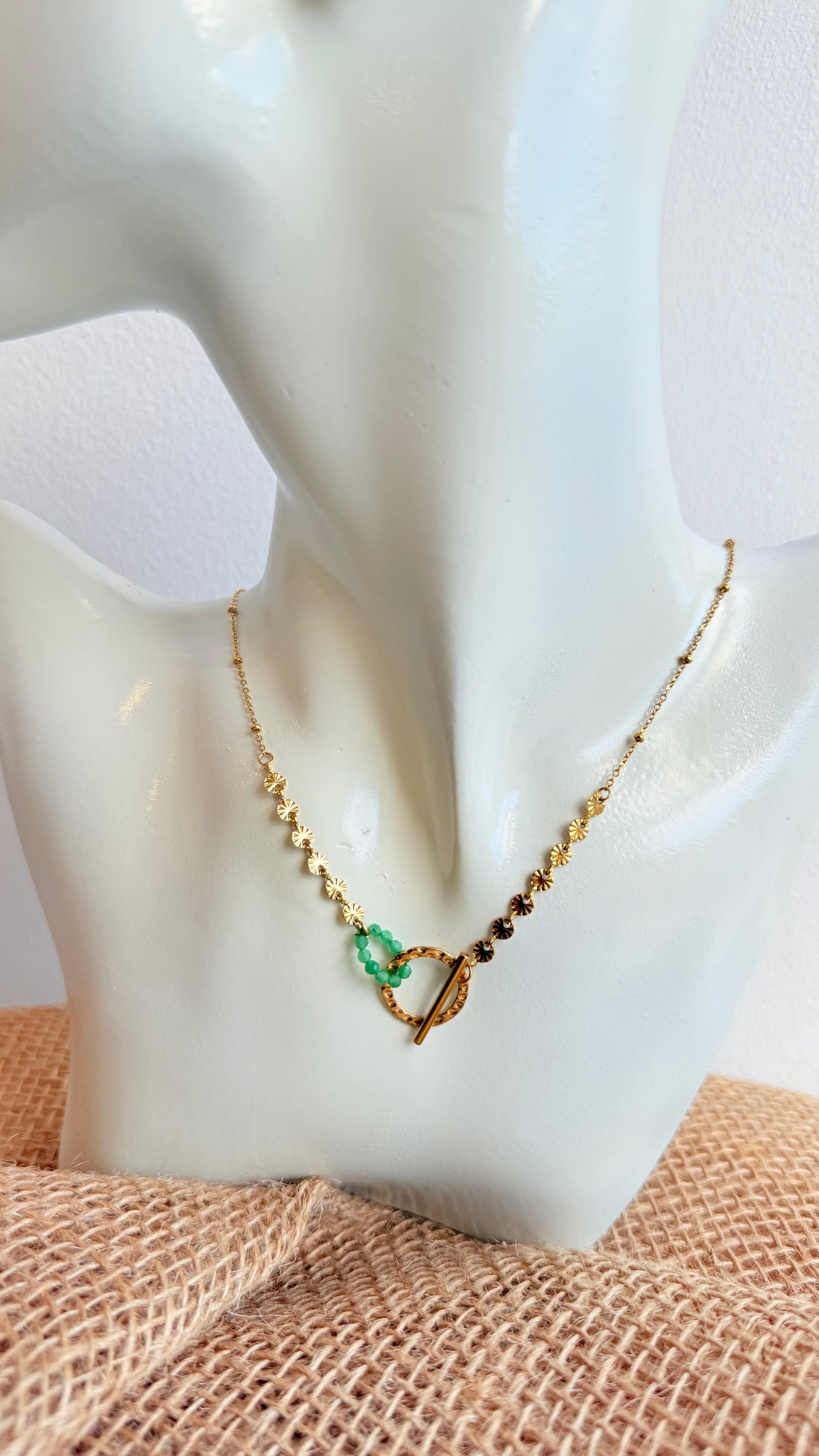 Collier doré acier inoxydable et perles