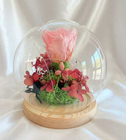 Cloche florale – Rhodonite & Quartz rose