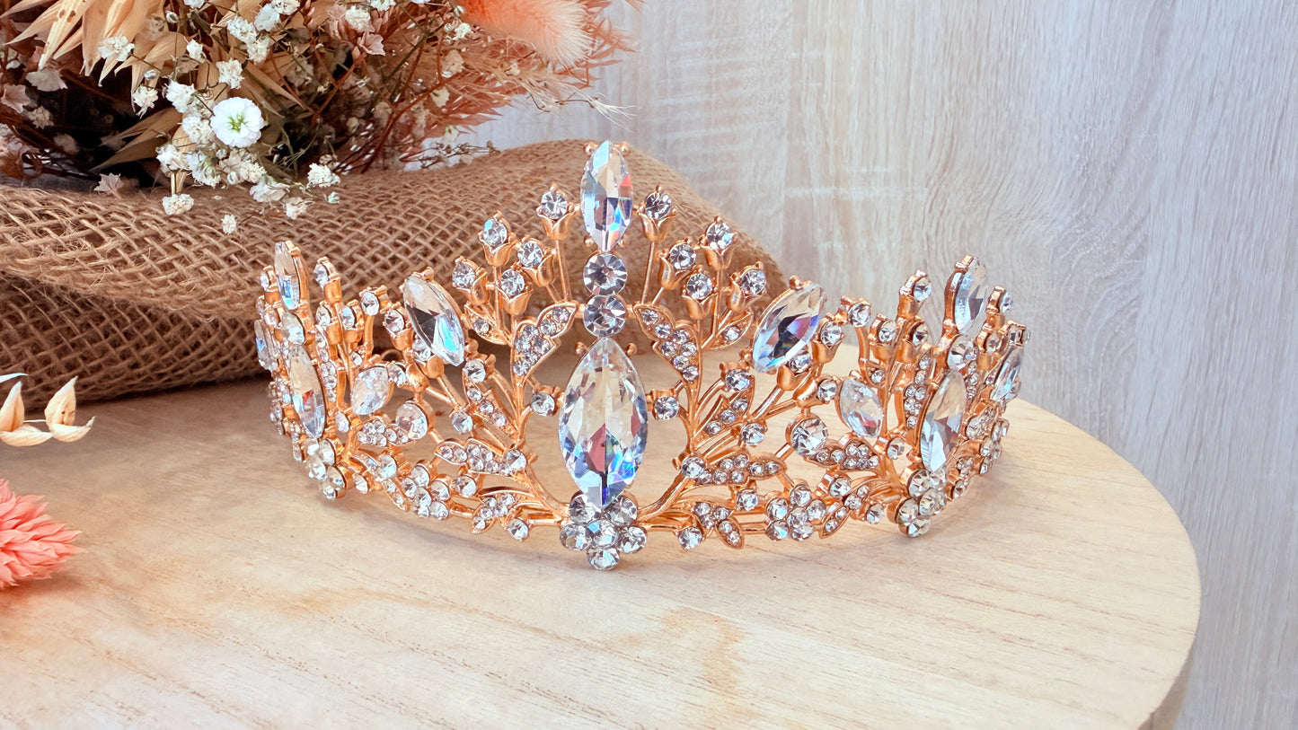 Diadème de mariée dorée à strass