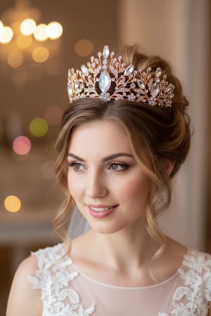 Diadème de mariée dorée à strass