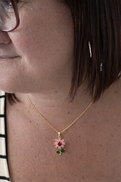 Collier marguerite strass