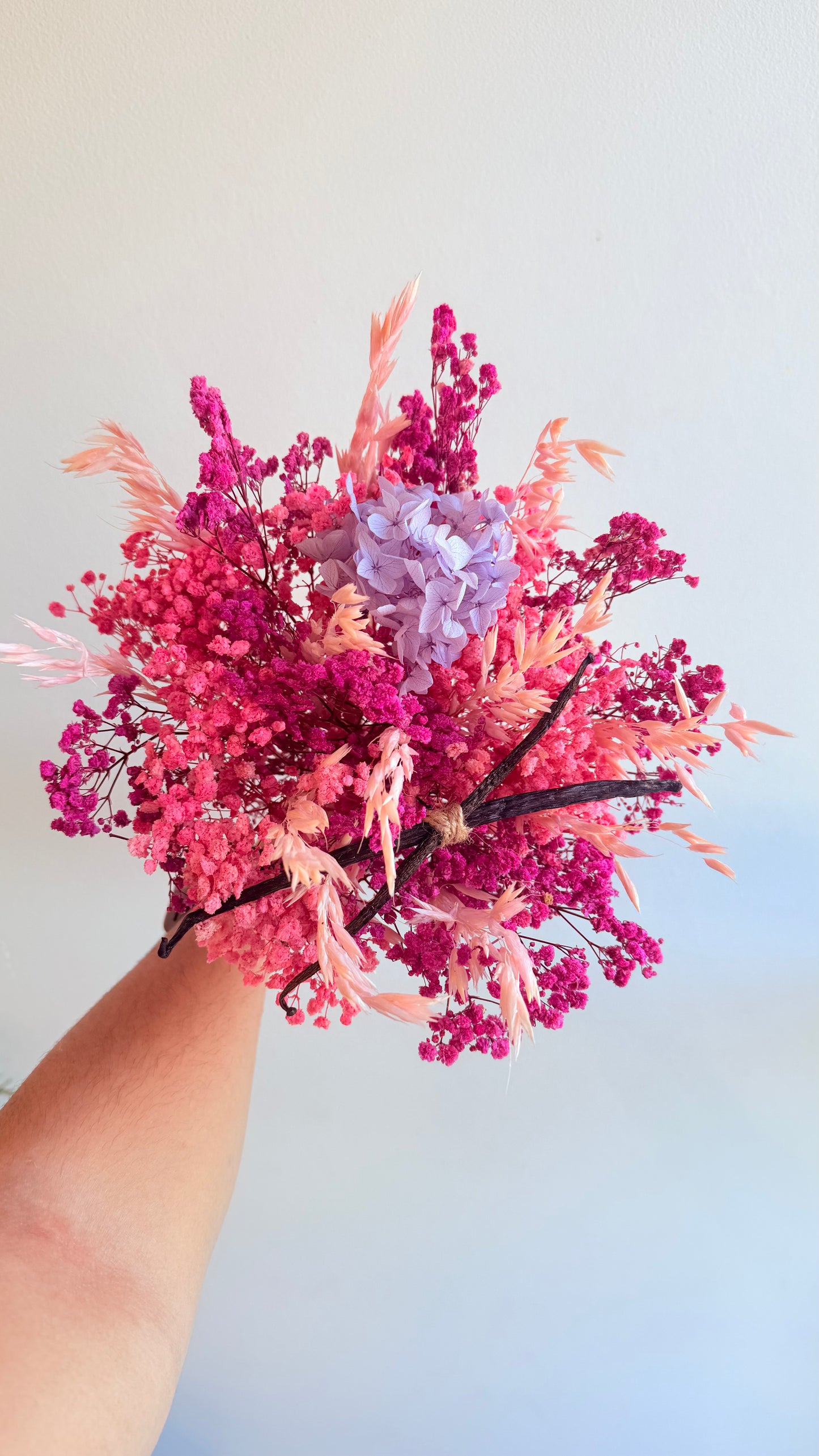 Bouquet Signature Vanillanne fleurs séchées rose et lilas