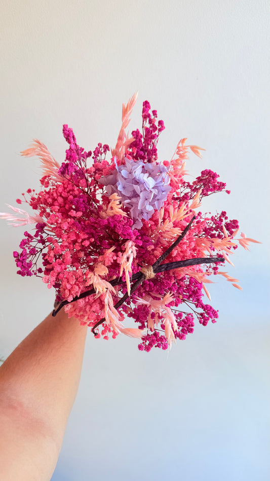 Bouquet Signature Vanillanne fleurs séchées rose et lilas