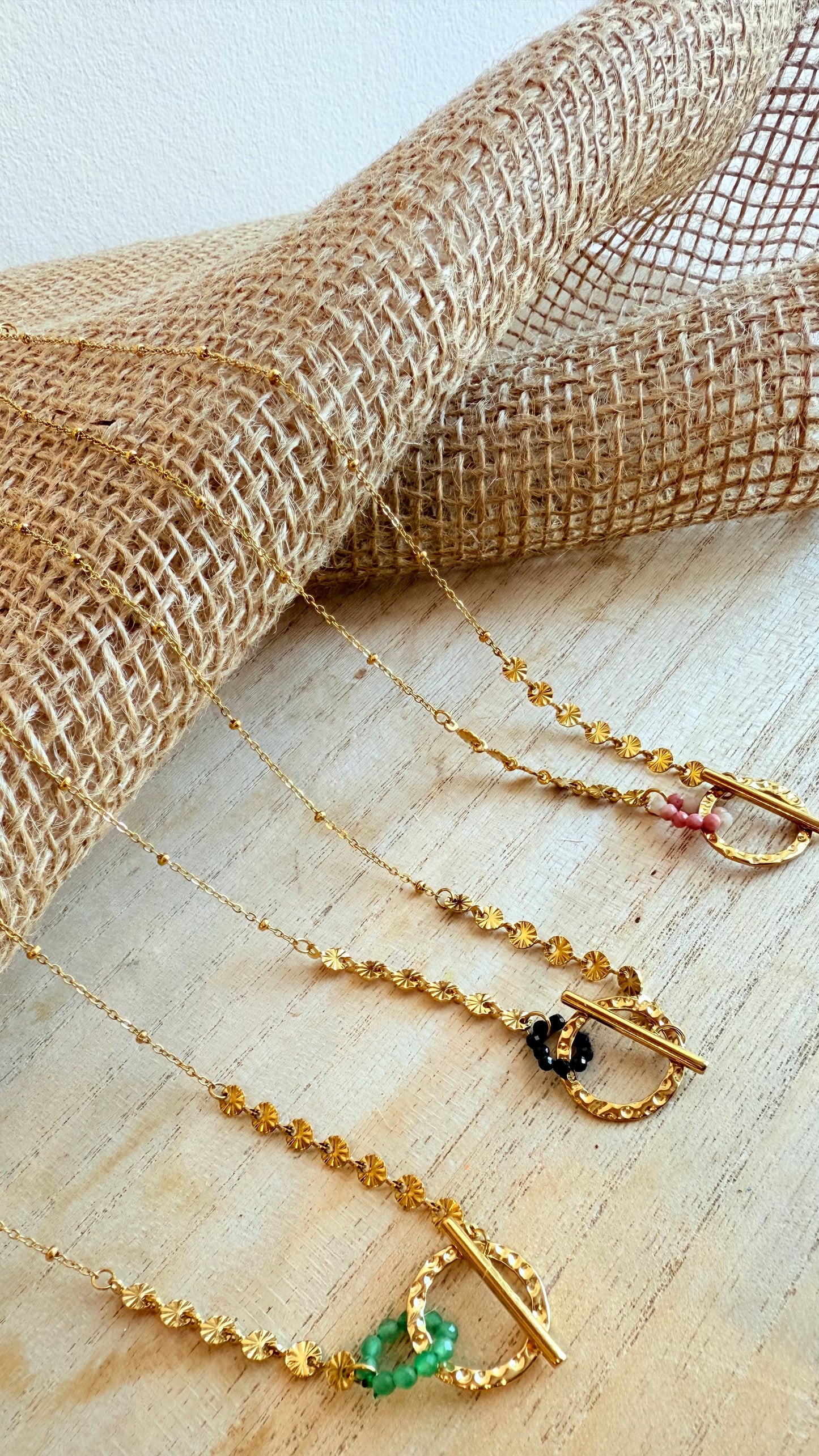 Collier doré acier inoxydable et perles