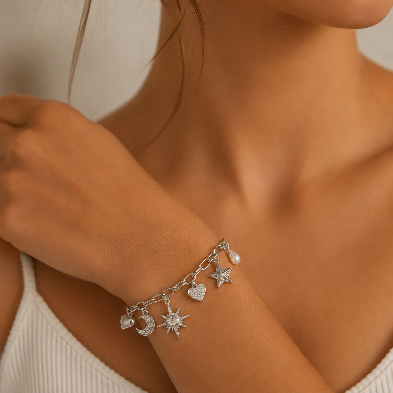 Collier & bracelet charms célestes