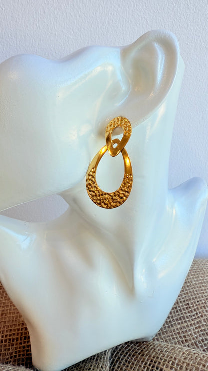 Boucles d’oreilles goutte dorées texturées