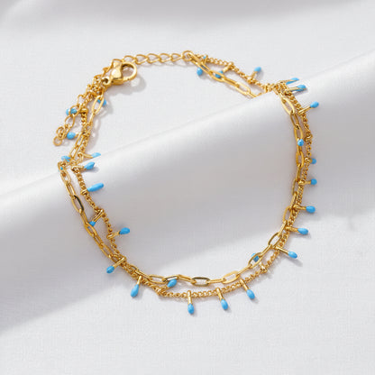 Chaîne de cheville perles bleues