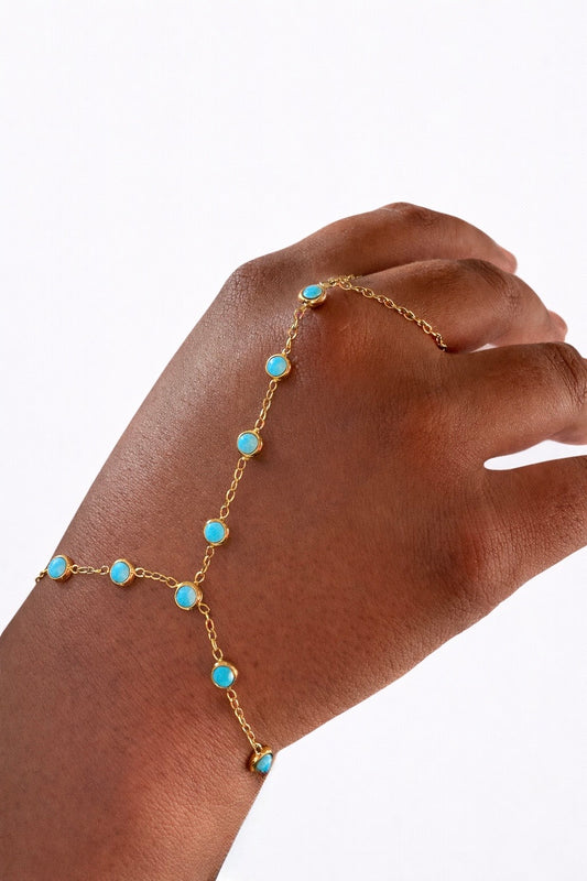 Chaîne de main perles bleues