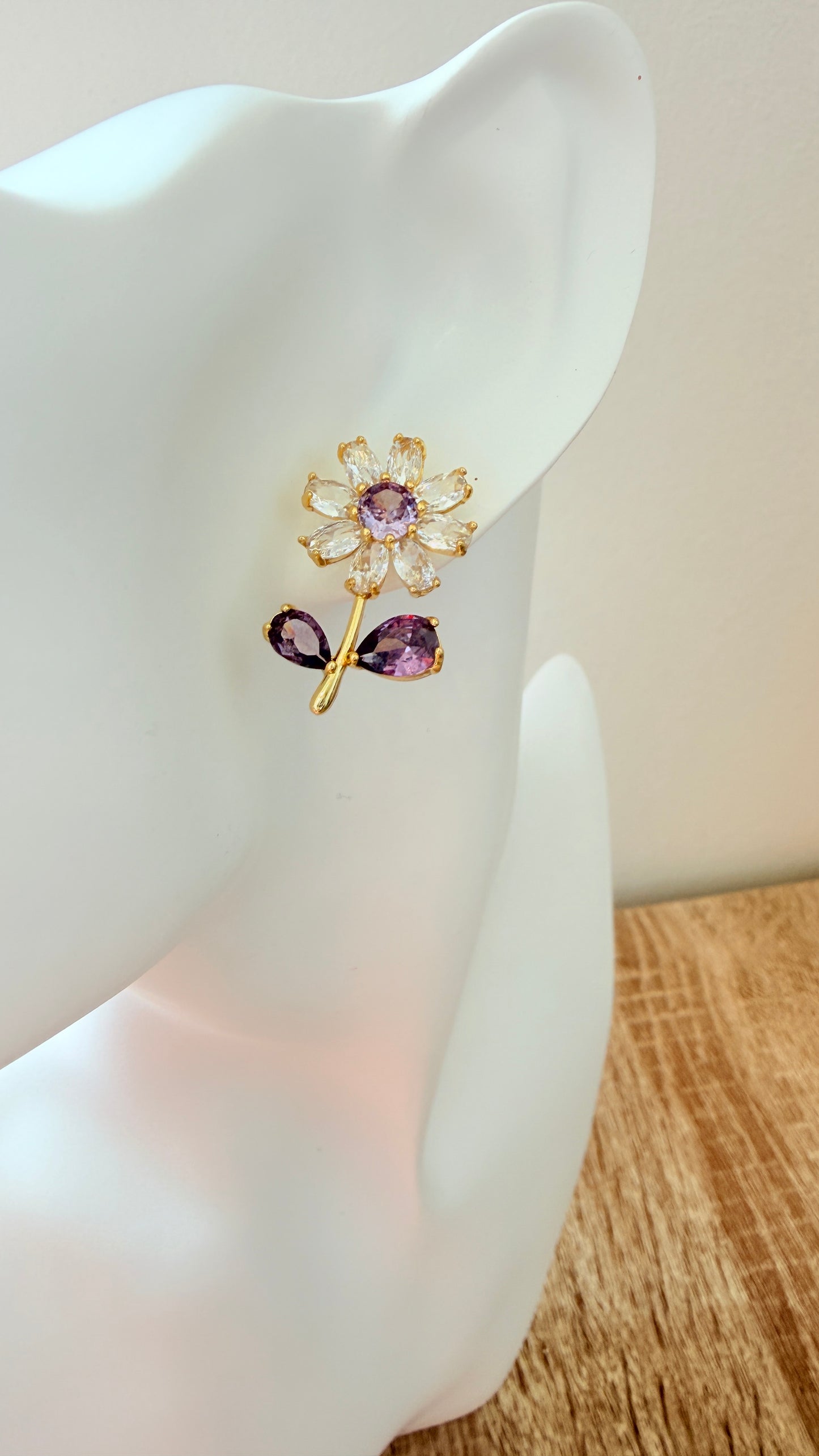 Boucles d’oreilles Marguerite ￼strass