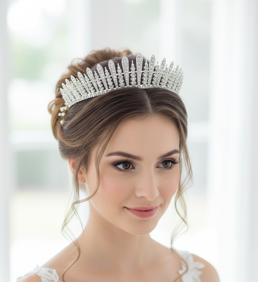 Diadème de mariée argenté à strass