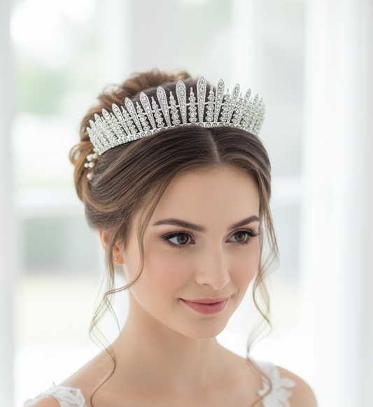 Diadème de mariée argenté à strass