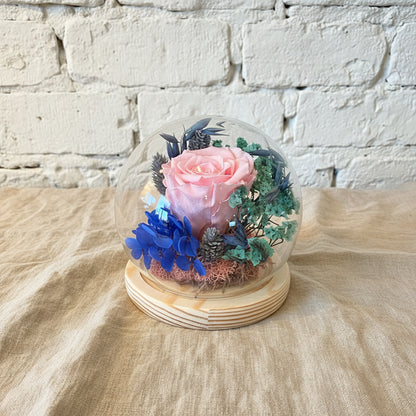 Cloche rose éternelle rose & bleu