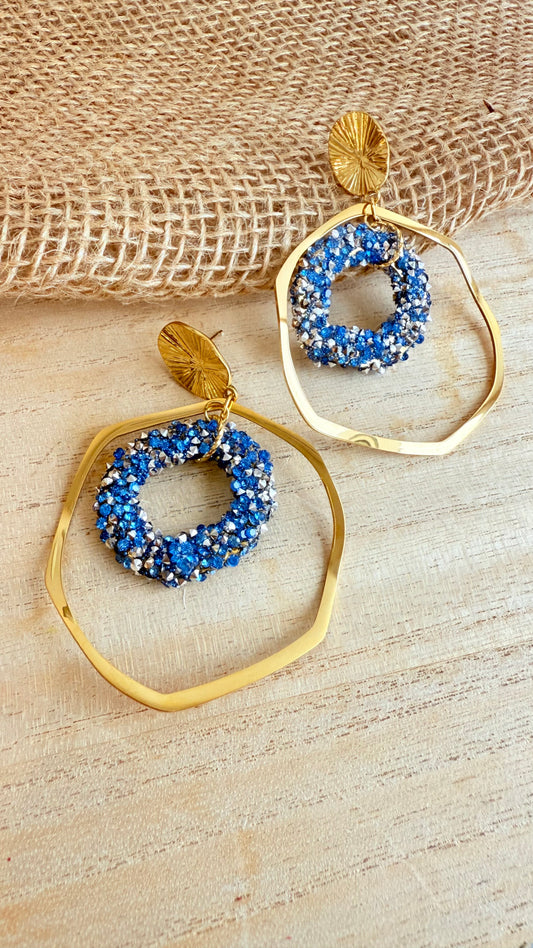 Boucles d'oreilles Strass bleu