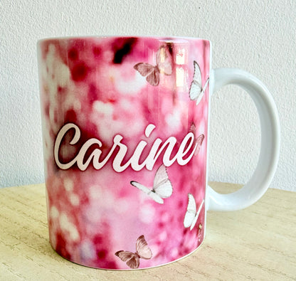 Mug personnalisable Sakura et papillon