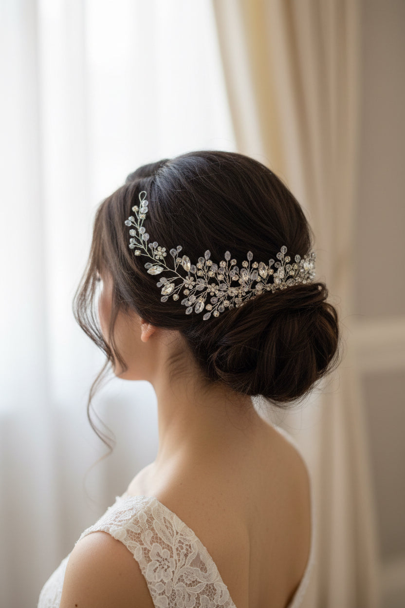 Bijou de cheveux argenté et strass
