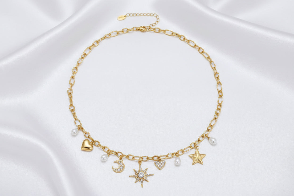Collier & bracelet charms célestes