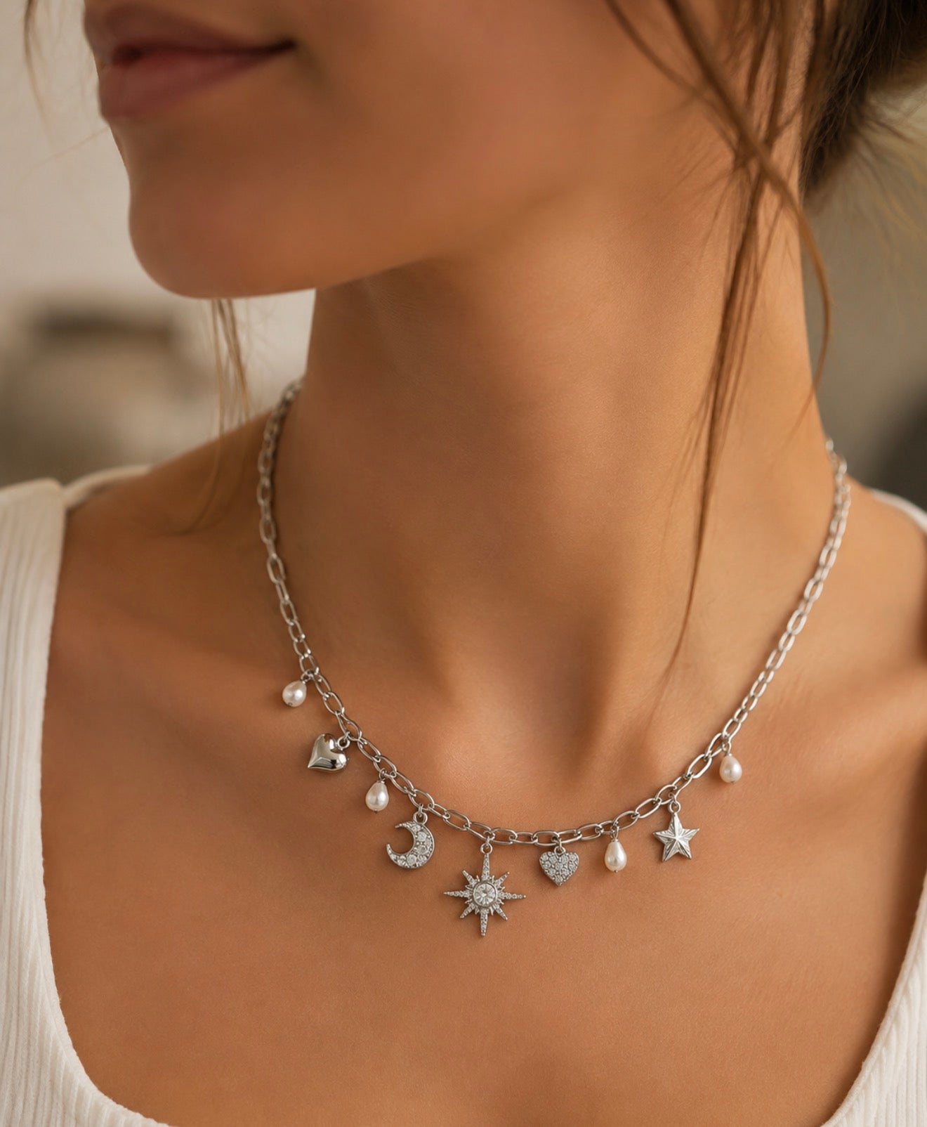 Collier & bracelet charms célestes