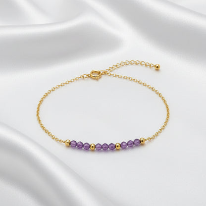 Bracelet Améthyste – Perles facettées & doré