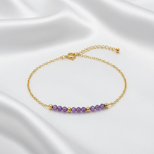 Bracelet Améthyste – Perles facettées & doré