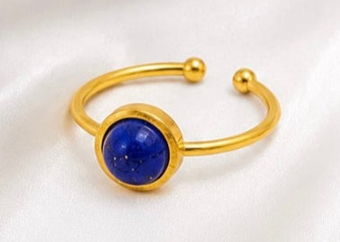 Bague ajustable dorée en pierre naturelle