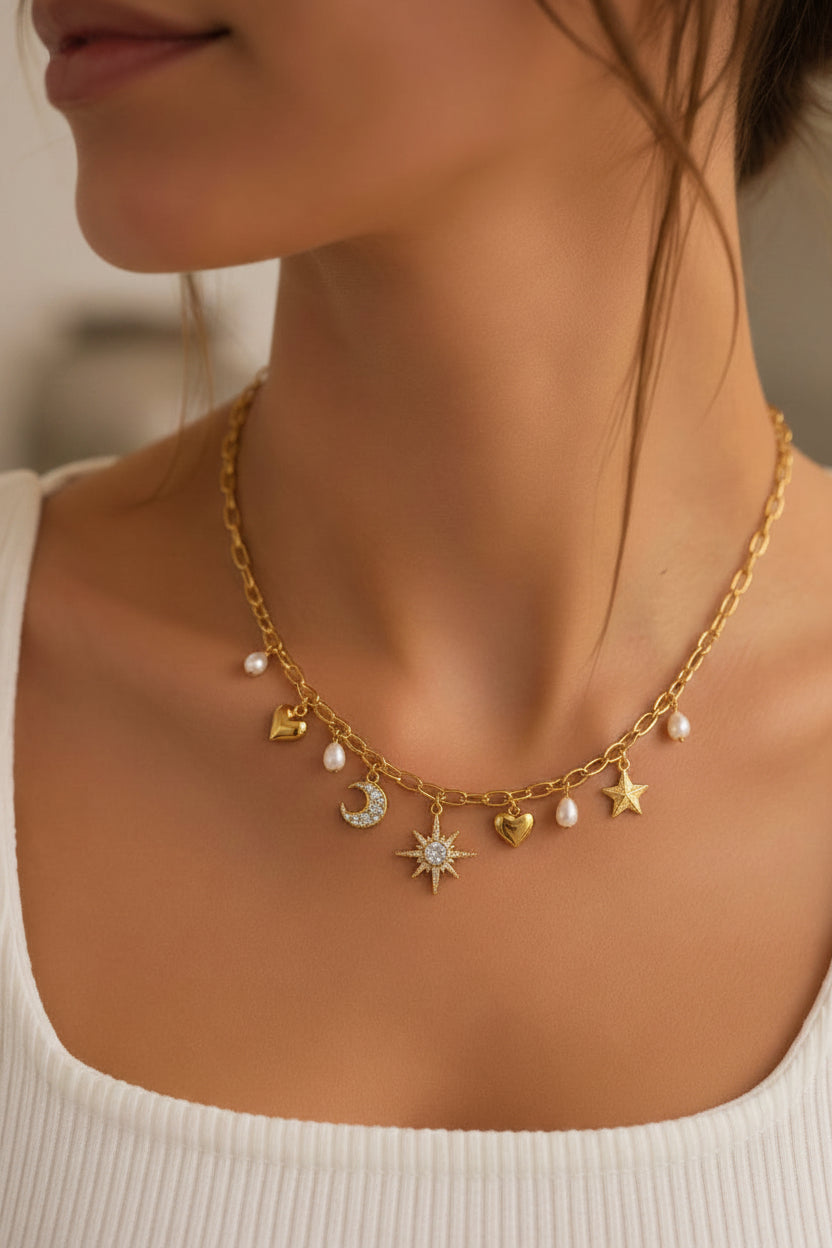 Collier & bracelet charms célestes