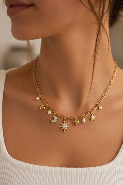 Collier & bracelet charms célestes