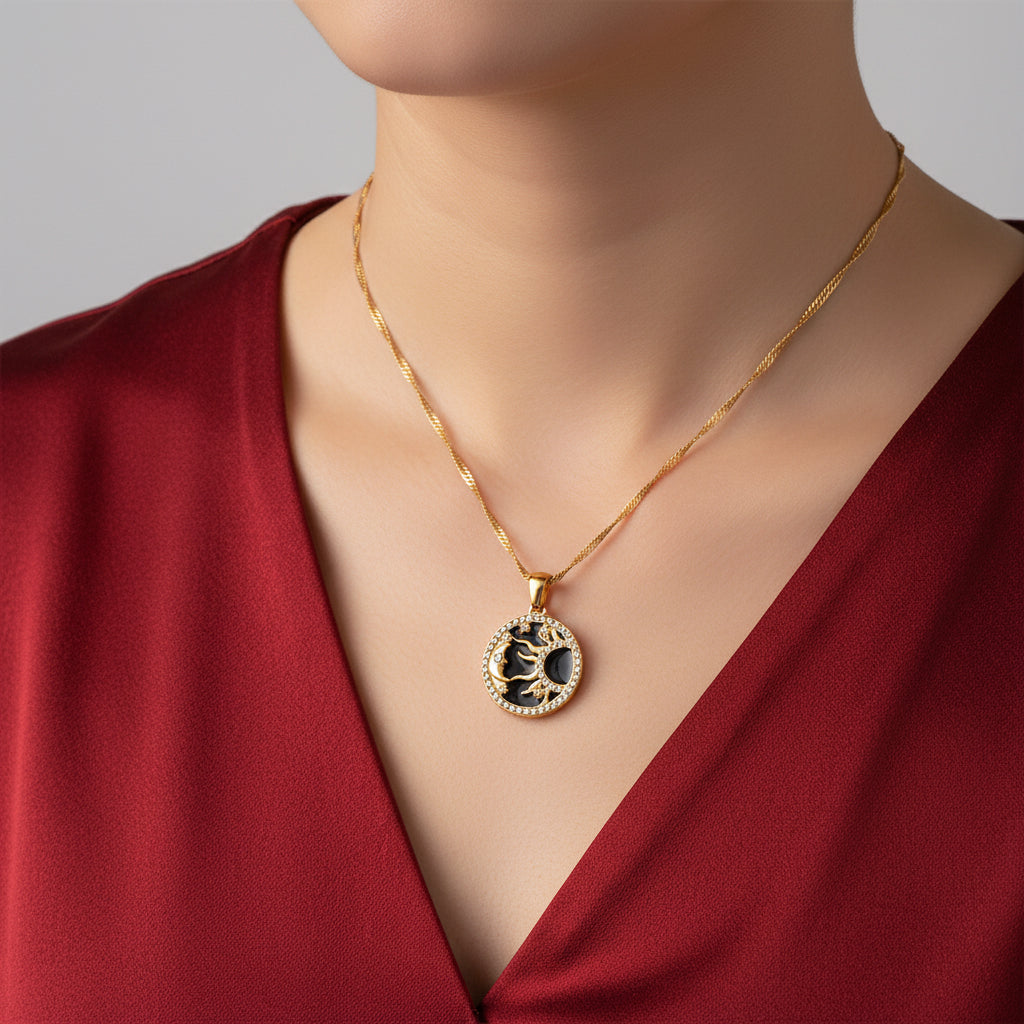 Collier soleil & lune doré