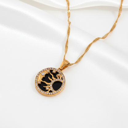 Collier soleil & lune doré