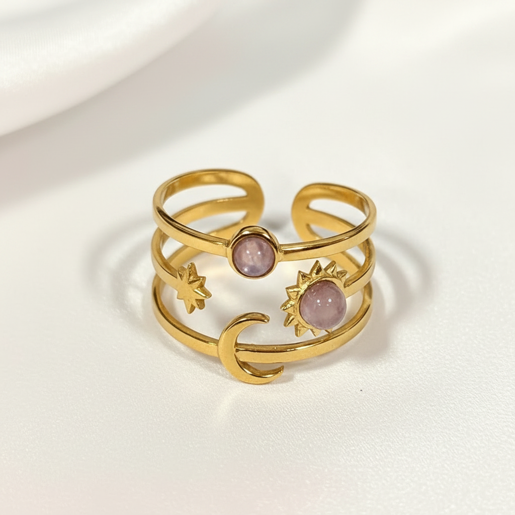 Bague céleste Soleil & Lune