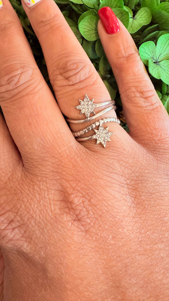 Bague étoile scintillante argenté ou doré